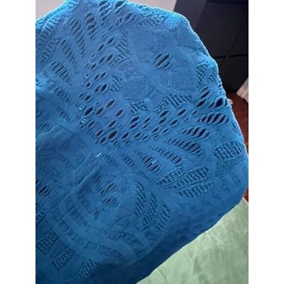 FREE PEOPLE INTIMATELY ONE SHOULDER BLUE TEXTURED PAISLEY, BOHO, SMALL - Picture 2 of 3